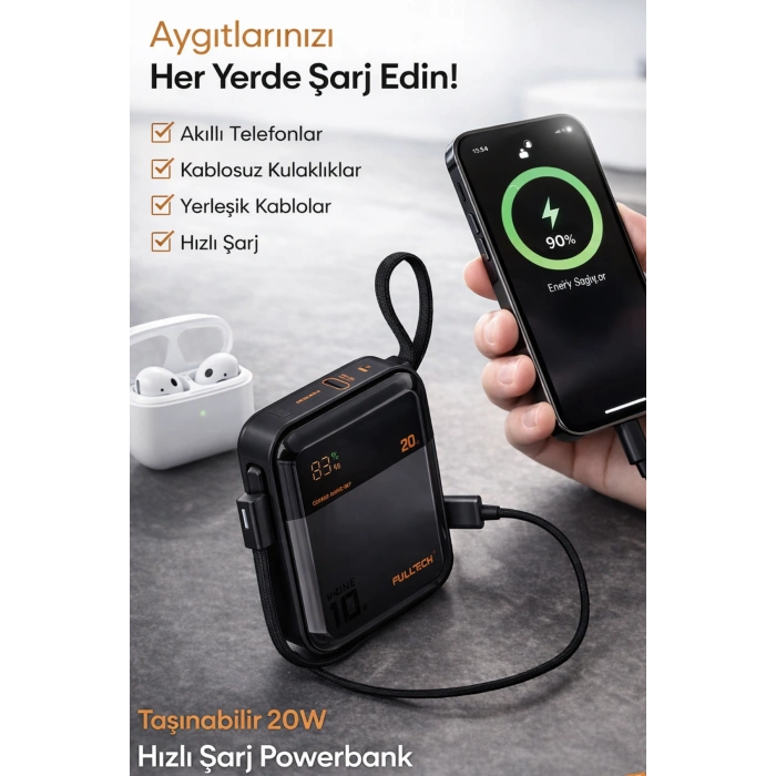 Fulltech FP41 Prime 10000 mAh 20W Hızlı Şarj Powerbank