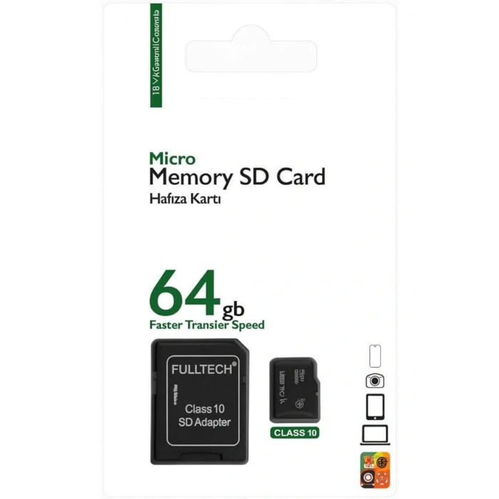Fulltech FTMFD5 Micro SD Kart 64 GB Class 10 U1 Hafıza Kartı