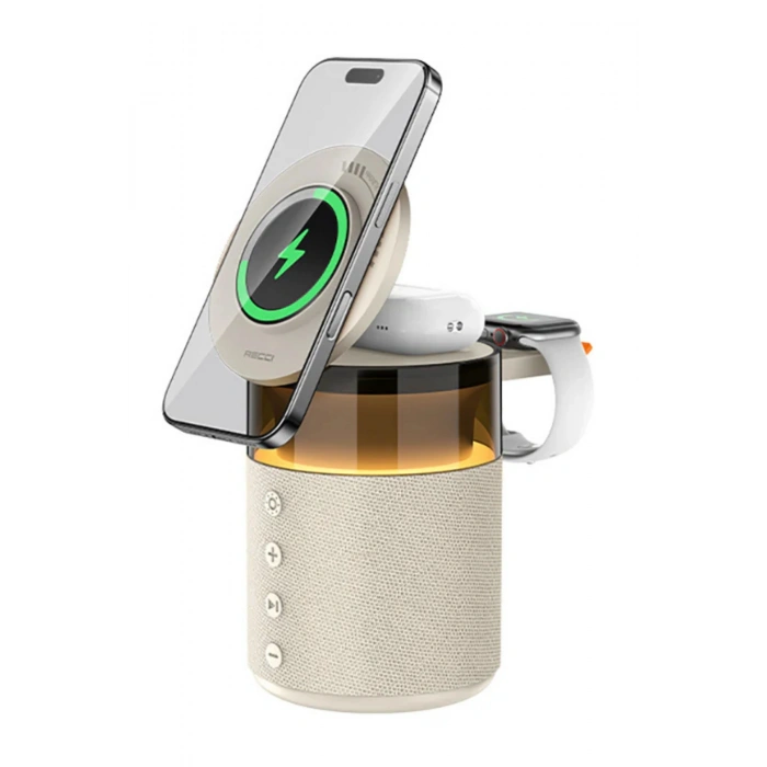 Fulltech FTS-9 5 İn 1 Arada Mıknatıslı Kablosuz Şarj Destekli Bluetooth 5.4 Hoparlör ve Gece Lambası