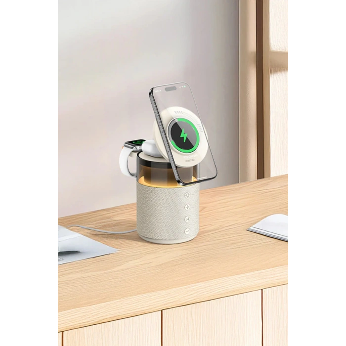 Fulltech FTS-9 5 İn 1 Arada Mıknatıslı Kablosuz Şarj Destekli Bluetooth 5.4 Hoparlör ve Gece Lambası