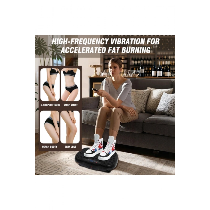 Glr 550 Siyah Güçlü Titreşimli Egzersiz Platformu Body Vibration Plate Makinesi