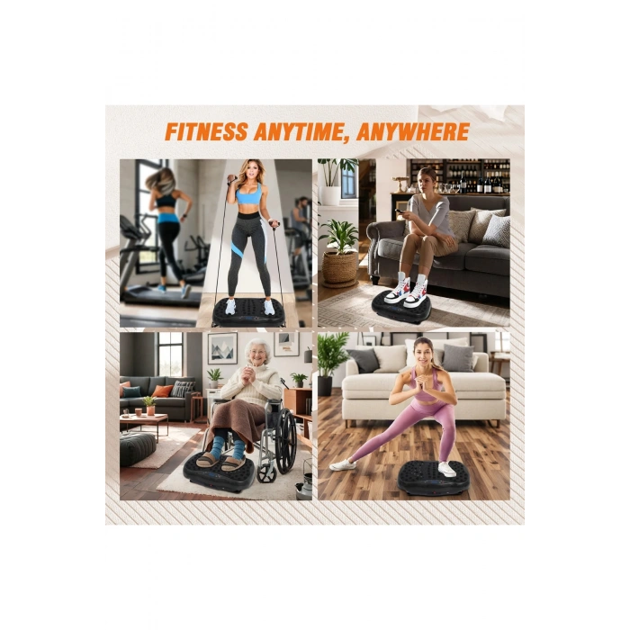 Glr 550 Siyah Güçlü Titreşimli Egzersiz Platformu Body Vibration Plate Makinesi