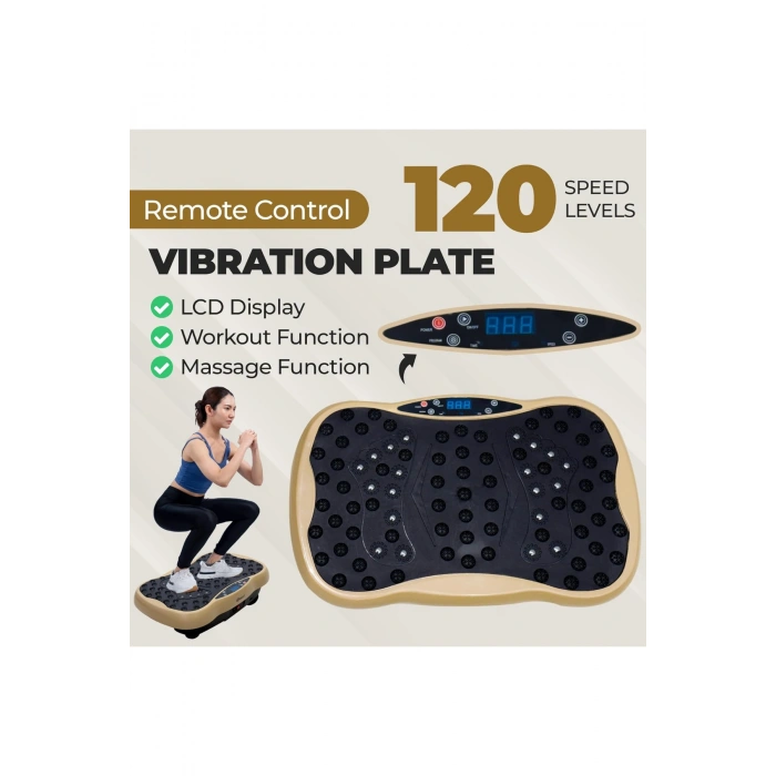 Glr 560 Dijital Ekranlı  Kumandalı Titreşim Masaj Platformu | Bluetooth Müzik Özellikli Egzersiz Aleti
