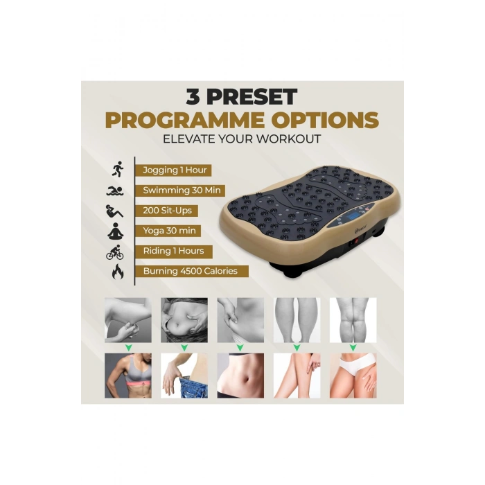 Glr 560 Dijital Ekranlı  Kumandalı Titreşim Masaj Platformu | Bluetooth Müzik Özellikli Egzersiz Aleti