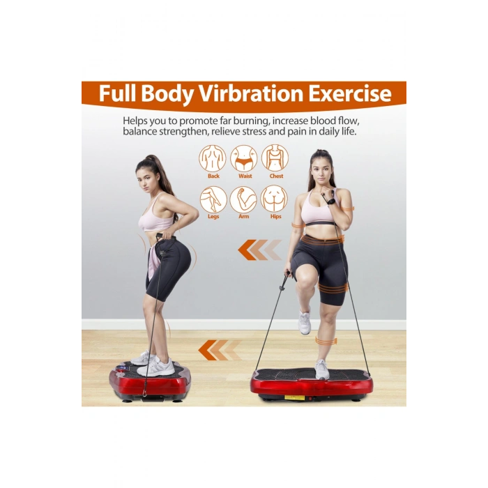 Glr 750 Kırmızı Güçlü Titreşimli Egzersiz Platformu Body Vibration Plate Makinesi