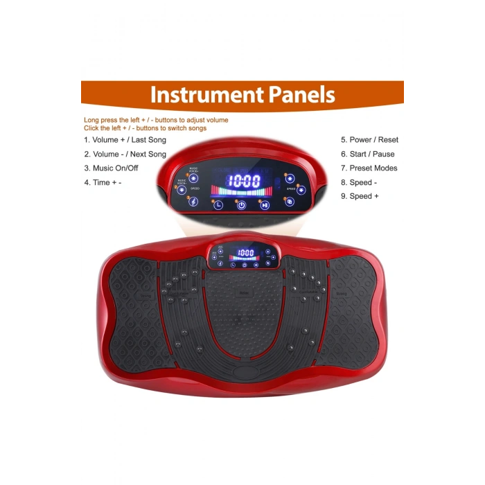 Glr 750 Kırmızı Güçlü Titreşimli Egzersiz Platformu Body Vibration Plate Makinesi