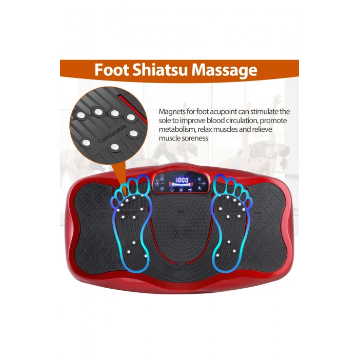 Glr 750 Kırmızı Güçlü Titreşimli Egzersiz Platformu Body Vibration Plate Makinesi