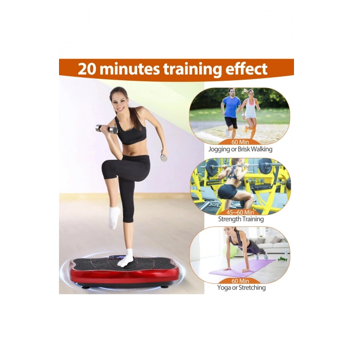 Glr 750 Kırmızı Güçlü Titreşimli Egzersiz Platformu Body Vibration Plate Makinesi