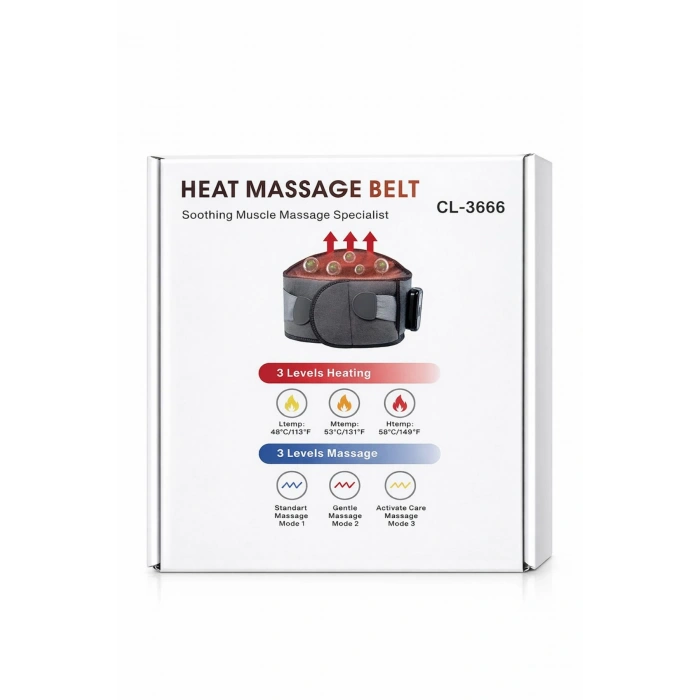 Glr CL-3666 Isıtmalı Titreşimli Bel Masaj Kemeri 3 Kademeli Termal Terapi ve Konfor Destekli