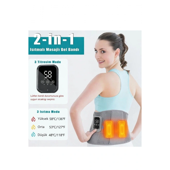 Glr CL-3666 Isıtmalı Titreşimli Bel Masaj Kemeri 3 Kademeli Termal Terapi ve Konfor Destekli