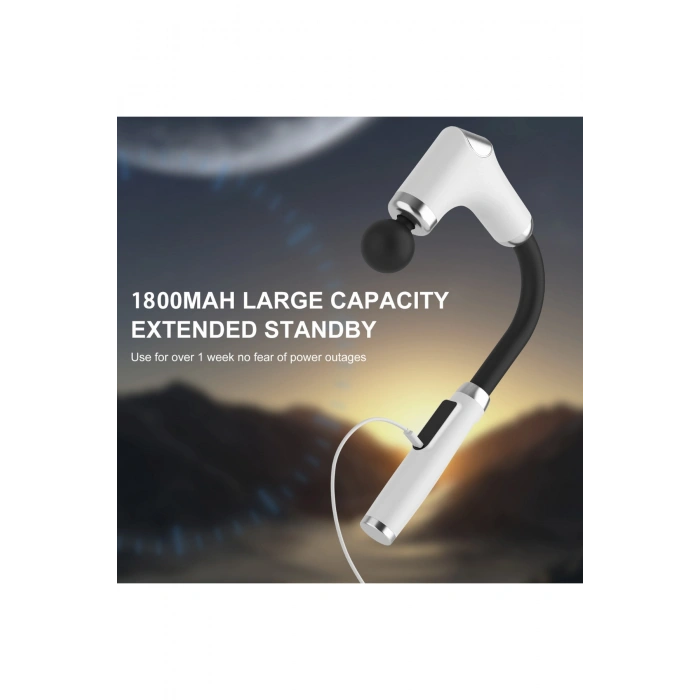 Glr FH-318 Beyaz Uzun Saplı Masaj Tabancası 6 Hızlı Profesyonel Perküsyon Kas Masajı | 4 Başlıklı