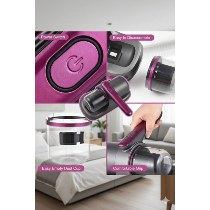 Glr G-168 Güçlü Akar Temizleyici  UV Işınlı El Tipi Yatak ve Koltuk Hijyen Süpürgesi | 100W, 12V Lityum Bataryalı