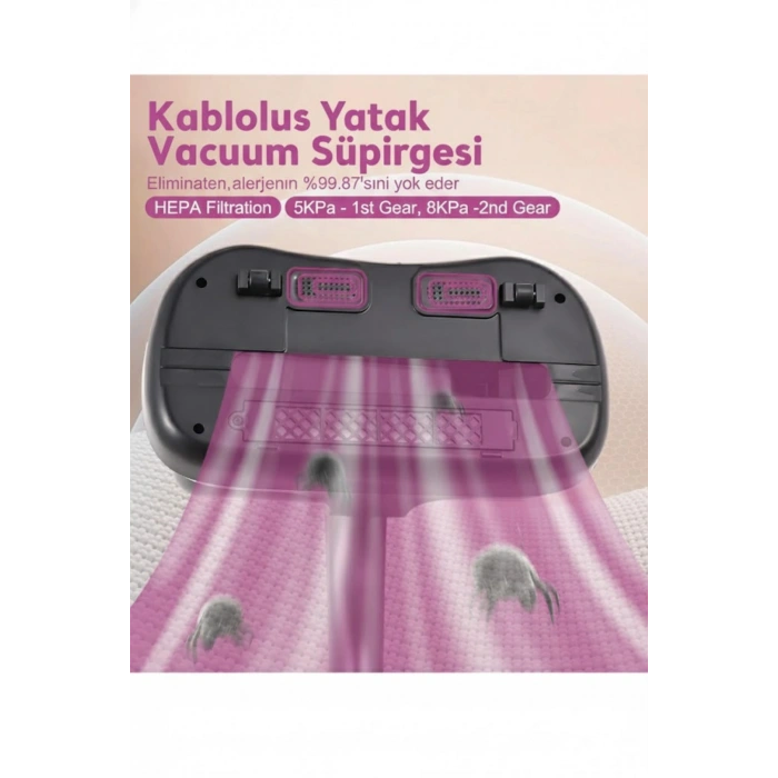 Glr G-168 Güçlü Akar Temizleyici  UV Işınlı El Tipi Yatak ve Koltuk Hijyen Süpürgesi | 100W, 12V Lityum Bataryalı