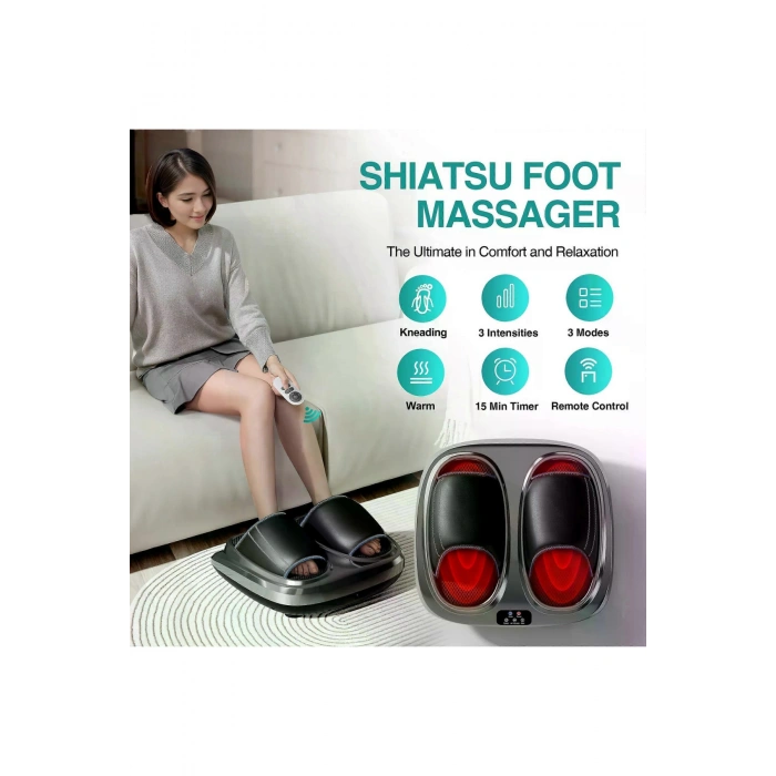 Glr HG01-A Shiatsu Ayak Masaj Aleti - Yoğurmalı, Hava Basınçlı ve Isıtmalı Derin Doku Masajı, Titreşim Fonksiyonlu, 3 Yoğunluk