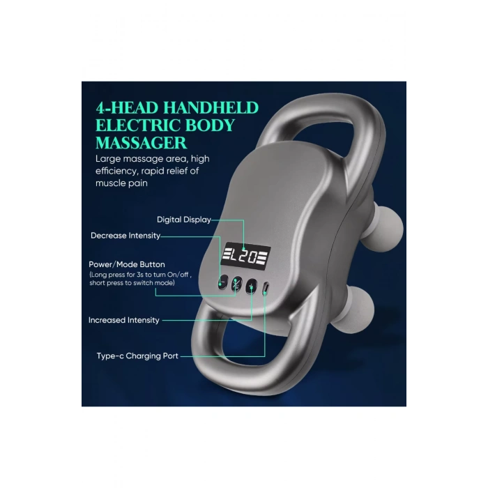 Glr Hy-2202 4 Başlıklı Faysa Tabancası - Çok Fonksiyonlu El Masaj Aleti - 20 Vites Ayarlı