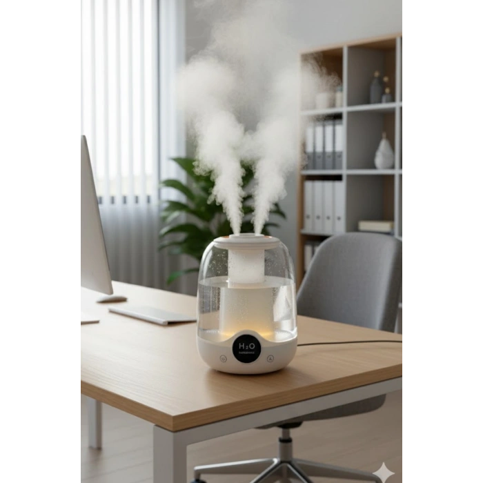 Glr K07 Çift Spreyli Ultrasonik Sessiz Hava Nemlendirici ve Gece Lambası | 3L Kapasite