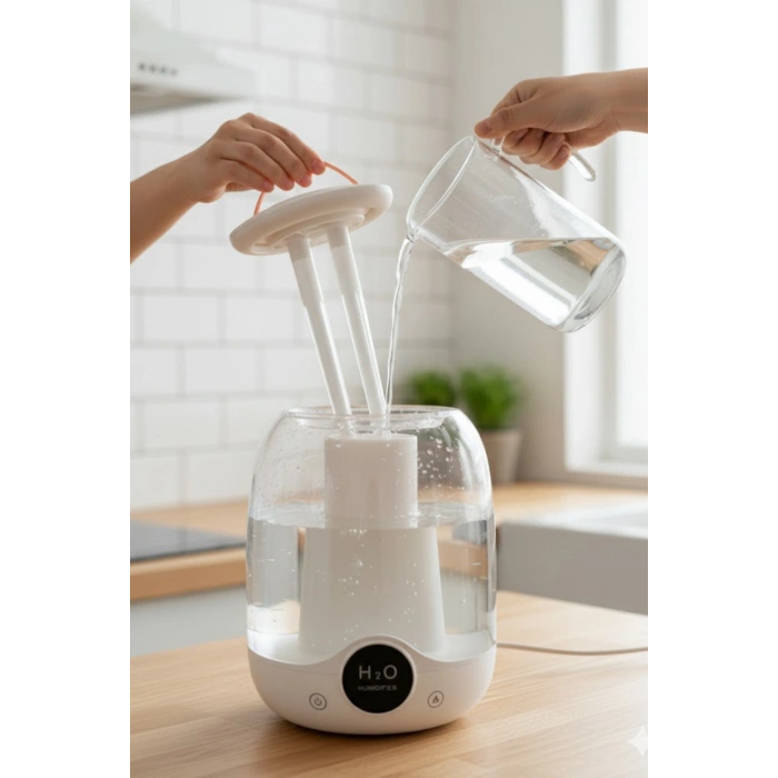 Glr K07 Çift Spreyli Ultrasonik Sessiz Hava Nemlendirici ve Gece Lambası | 3L Kapasite