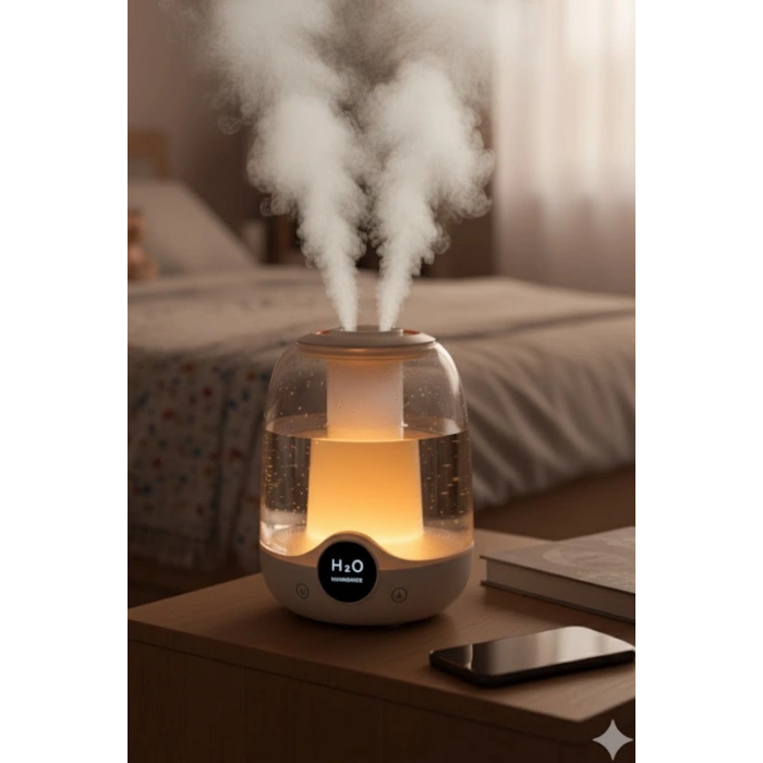 Glr K07 Çift Spreyli Ultrasonik Sessiz Hava Nemlendirici ve Gece Lambası | 3L Kapasite