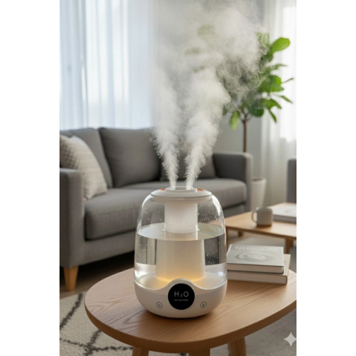 Glr K07 Çift Spreyli Ultrasonik Sessiz Hava Nemlendirici ve Gece Lambası | 3L Kapasite