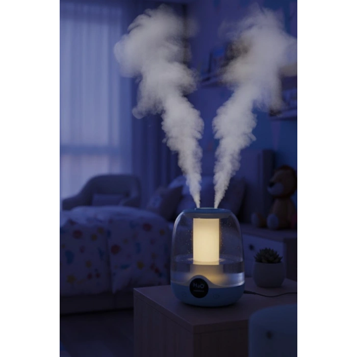 Glr K07 Mavi Çift Spreyli Ultrasonik Sessiz Hava Nemlendirici ve Gece Lambası | 3L Kapasite