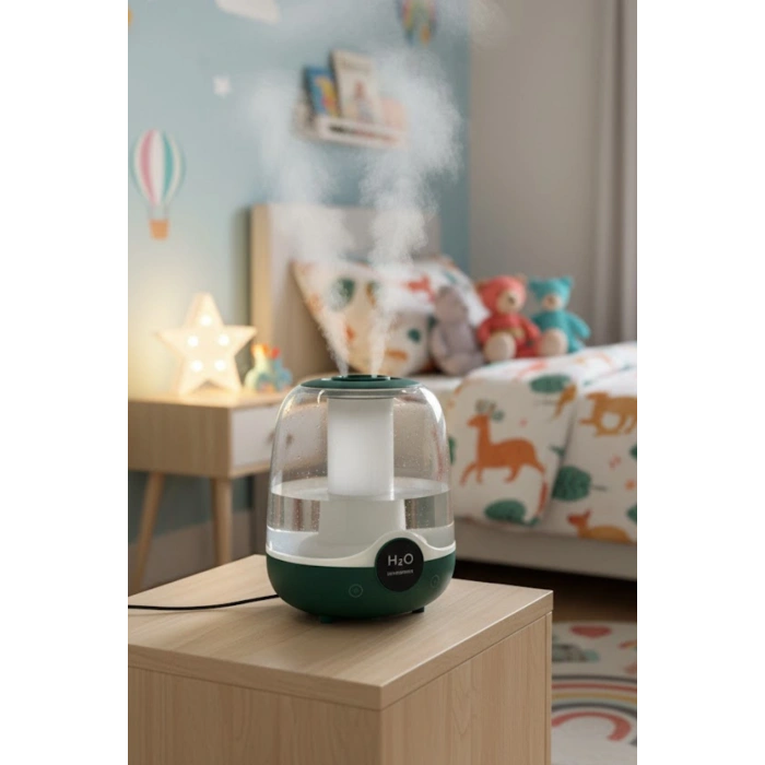 Glr K07 Yeşil Çift Spreyli Ultrasonik Sessiz Hava Nemlendirici ve Gece Lambası | 3L Kapasite