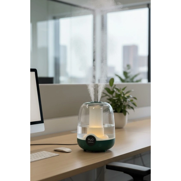 Glr K07 Yeşil Çift Spreyli Ultrasonik Sessiz Hava Nemlendirici ve Gece Lambası | 3L Kapasite