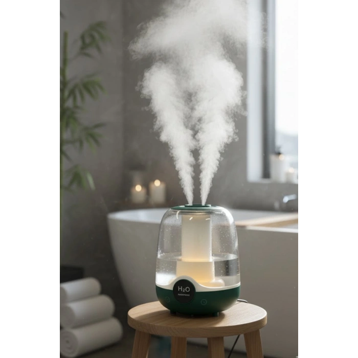 Glr K07 Yeşil Çift Spreyli Ultrasonik Sessiz Hava Nemlendirici ve Gece Lambası | 3L Kapasite