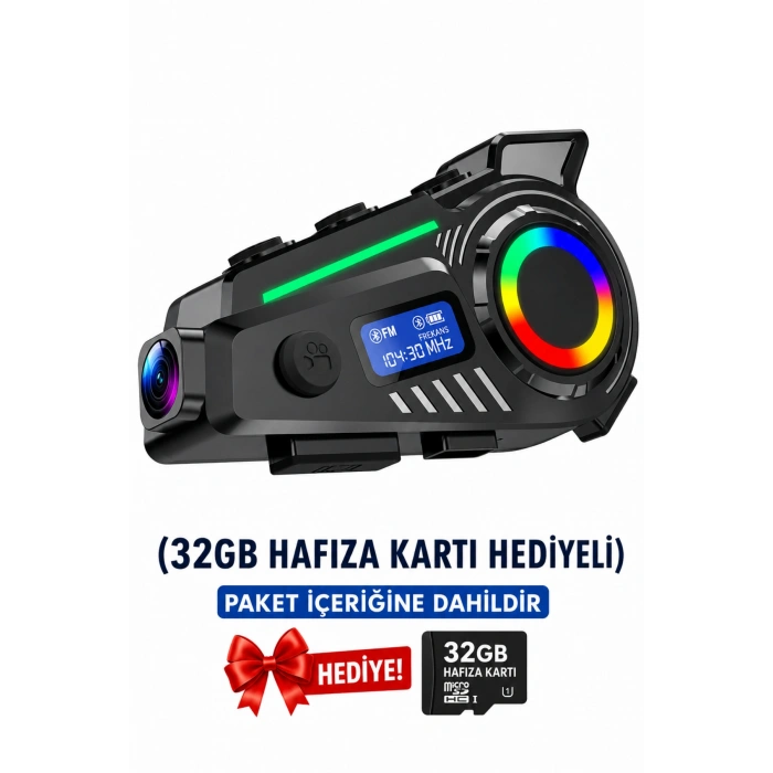 Glr K19 Kameralı Kask Kulaklığı Motosiklet İnterkom Bluetooth 5.4 GPS Sürüş Kayıt Cihazı