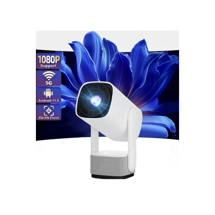 Glr K2 Pan-Tilt Lambalı Projektör 4K Destekli, Bluetooth 5.2 Android 11.0 Otomatik Odaklamalı Akıllı Projektör