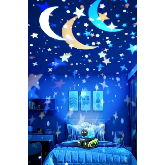 Glr Mxs-007 Robot Spacewalker LED Projeksiyonlu Gece Lambası - Starry Sky Serisi