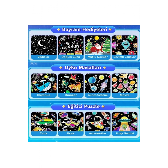 Glr Mxs-007 Robot Spacewalker LED Projeksiyonlu Gece Lambası - Starry Sky Serisi