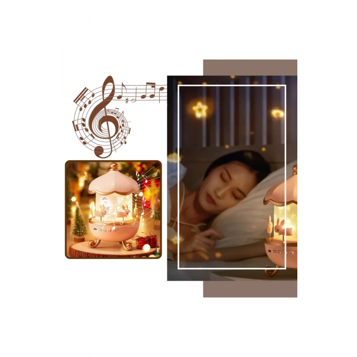 Glr Mxs-008 Atlıkarınca Figürlü Müzikli Gökyüzü Lamba - Yıldız ve Gezegen Projeksiyonlu