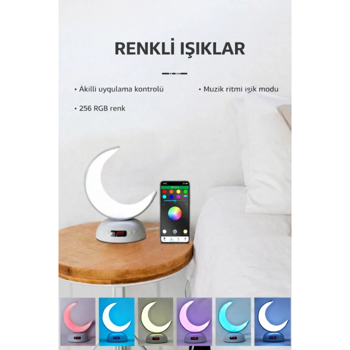 Glr SQ-902 Hilal Ay Tasarımlı Akıllı Kuran Hoparlörü ve Renkli Gece Lambası