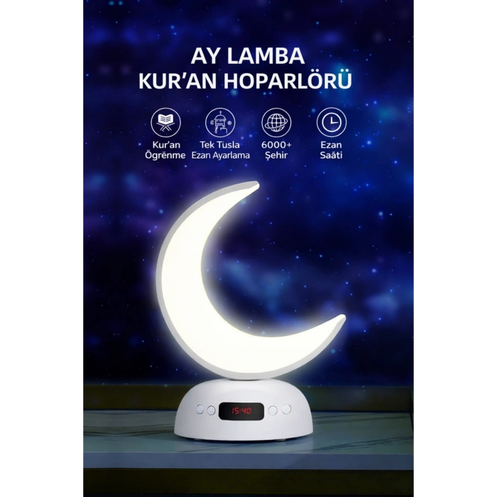 Glr SQ-902 Hilal Ay Tasarımlı Akıllı Kuran Hoparlörü ve Renkli Gece Lambası