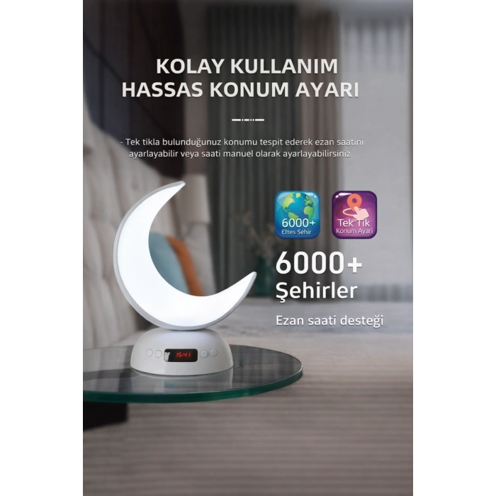 Glr SQ-902 Hilal Ay Tasarımlı Akıllı Kuran Hoparlörü ve Renkli Gece Lambası