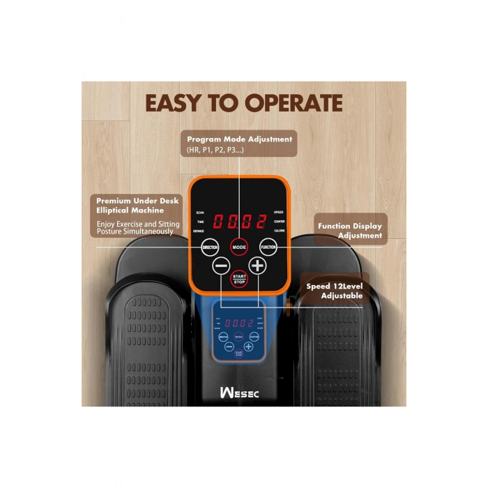Glr Ty-002 Masa Altı Step Aleti | Kumandalı Mini Eliptik Dijital Göstergeli Kondisyon Bisikleti
