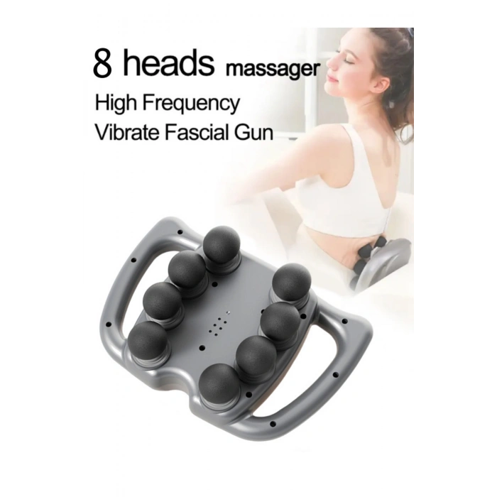 Glr Wnk-569 Dijital Ekranlı Güçlü Masaj Tabancası - 8 Başlıklı  99 Hız Ayarı