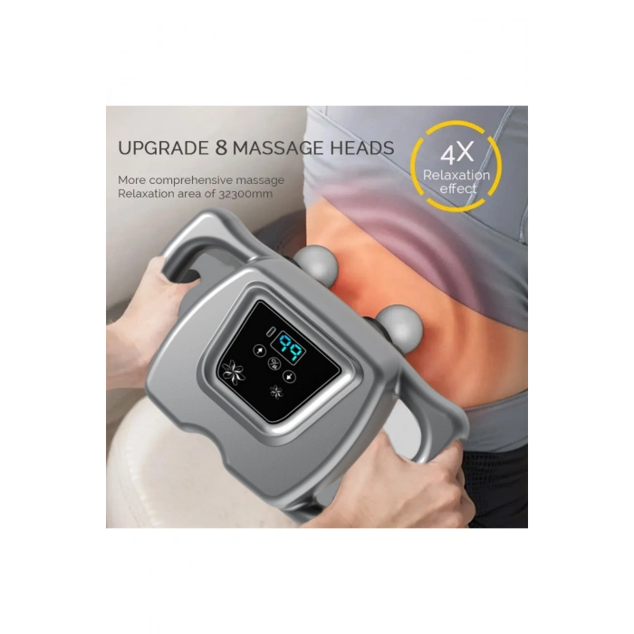 Glr Wnk-569 Dijital Ekranlı Güçlü Masaj Tabancası - 8 Başlıklı  99 Hız Ayarı