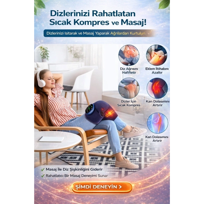 Glr XG-2023 Şarjlı Diz Masaj Aleti Titreşim ve Termal Etkili Hava Yastıklı Diz Masaj Cihazı