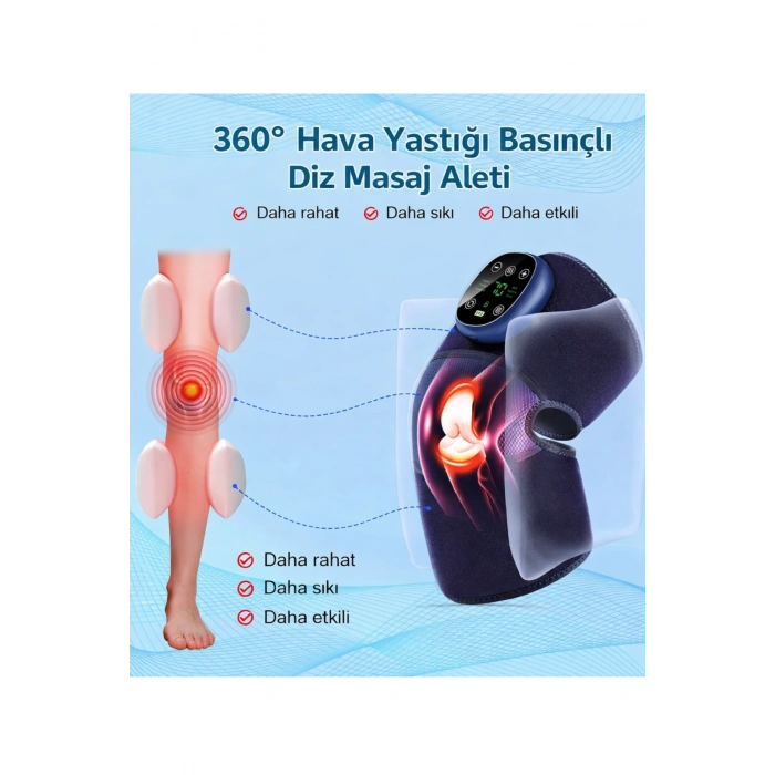 Glr XG-2023 Şarjlı Diz Masaj Aleti Titreşim ve Termal Etkili Hava Yastıklı Diz Masaj Cihazı