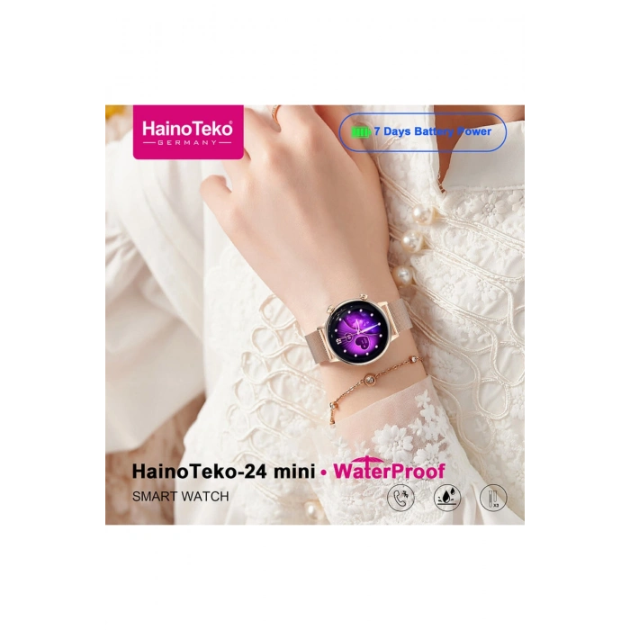 HainoTeko-24 Siyah Akıllı Saat | AMOLED Ekran, Bluetooth Arama | 3 Farklı Kordon