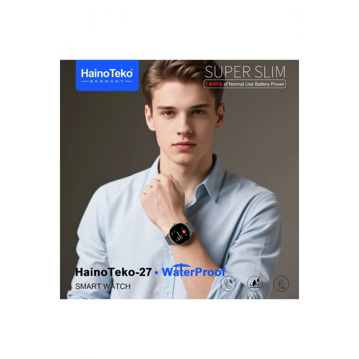 HainoTeko-27 Gold Akıllı Saat BT Görüşmeli, 3  Kordonlu AMOLED Ekran