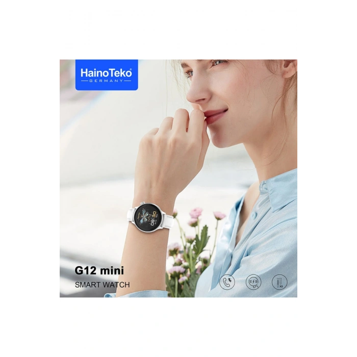 HainoTeko G12 Gold Akıllı Saat | Şık Metal Kordonlu, AMOLED Ekran | Bluetooth Görüşme | 3 Kordon Seti