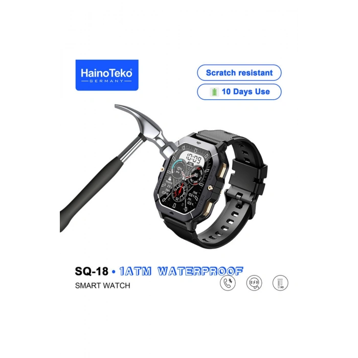 HainoTeko SQ-18 Yeşil Akıllı Saat | Sportif Tasarım, AMOLED Ekran, 1ATM | Bluetooth Arama