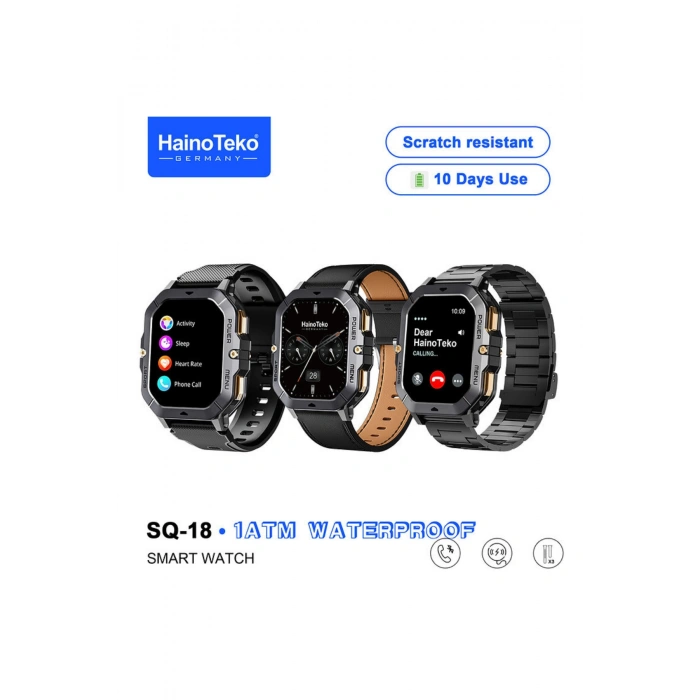 HainoTeko SQ-18 Yeşil Akıllı Saat | Sportif Tasarım, AMOLED Ekran, 1ATM | Bluetooth Arama