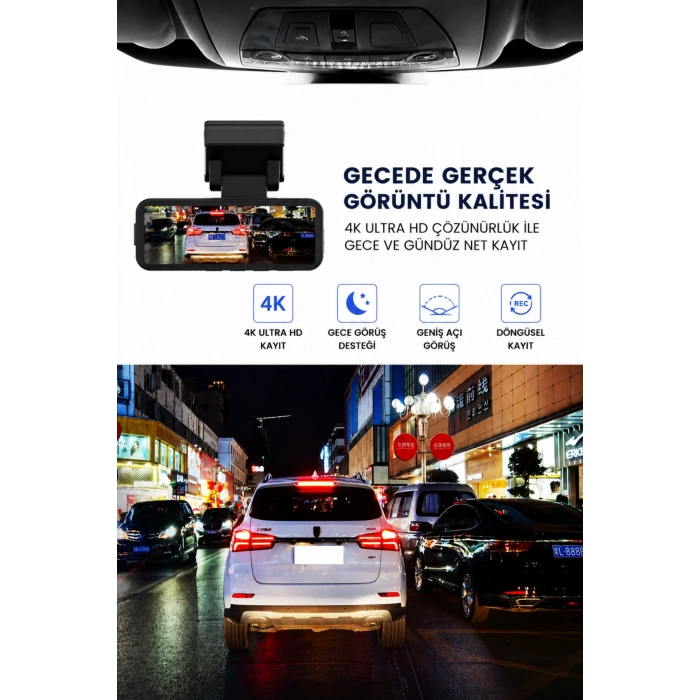 Harvox 4K Pro Araç İçi Kamera Seti  2 Kameralı (4K Ön + 1080P Arka), Wi-Fi, GPS Park Modu
