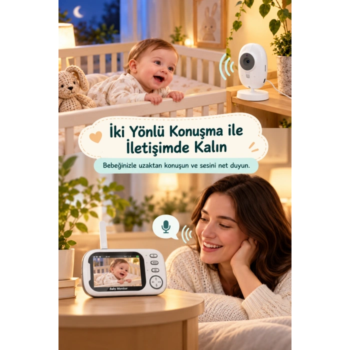 Harvox BC-001 Bebek Kamerası Lcd Ekranlı Gece Görüşlü Bebek Telsizi Bebek Odası Kamerası Monitörü