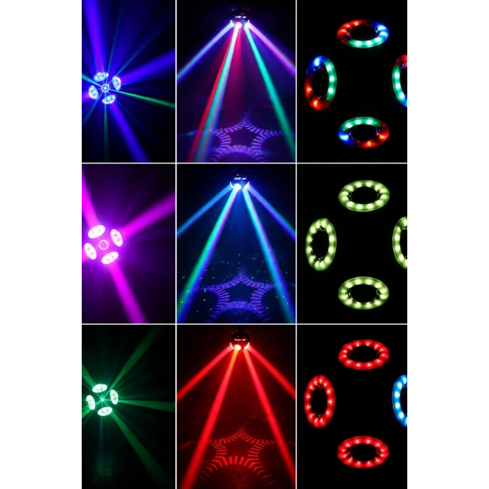 Hepu FB-4130 Mantar Sahne Işığı 60W DMX512 RGBW LED & 100MW Yeşil Lazerli Robot Işık Sistemi