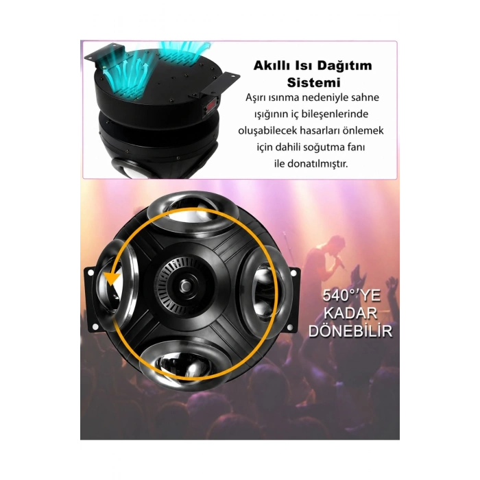 Hepu FB-4130 Mantar Sahne Işığı 60W DMX512 RGBW LED & 100MW Yeşil Lazerli Robot Işık Sistemi