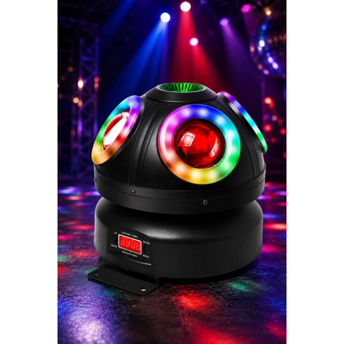 Hepu FB-4130 Mantar Sahne Işığı 60W DMX512 RGBW LED & 100MW Yeşil Lazerli Robot Işık Sistemi
